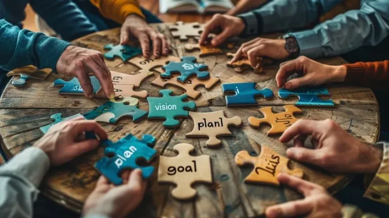 Confection d'un puzzle pendant un séminaire d'entreprise